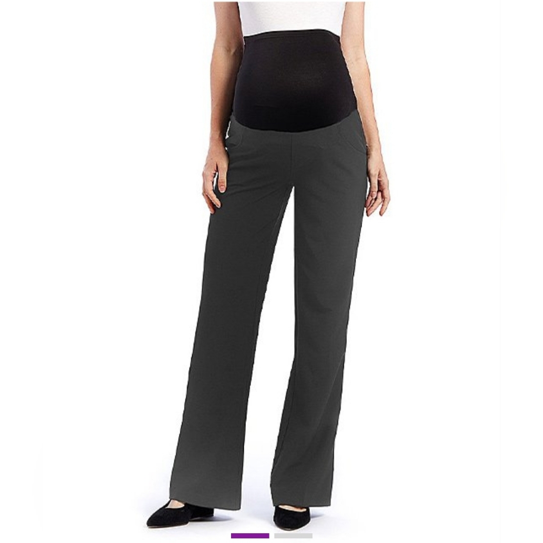 Over-Belly Maternity Flare Pants - Charcoal - Xl